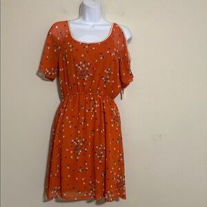 Ya Los Angeles Orange Flutter Sleeve Sundress women S polka dot Y2K silk retro